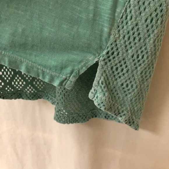 LUCKY BRAND Heathered Teal Top | Crochet Back | S - Picture 6 of 8